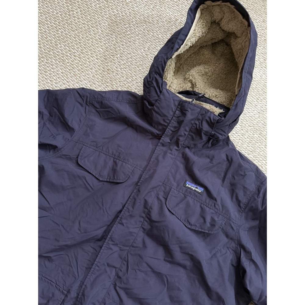 mens patagonia isthmus parka large Hoodie‎ Navy Jacket Sherpa - Picture 3 of 10